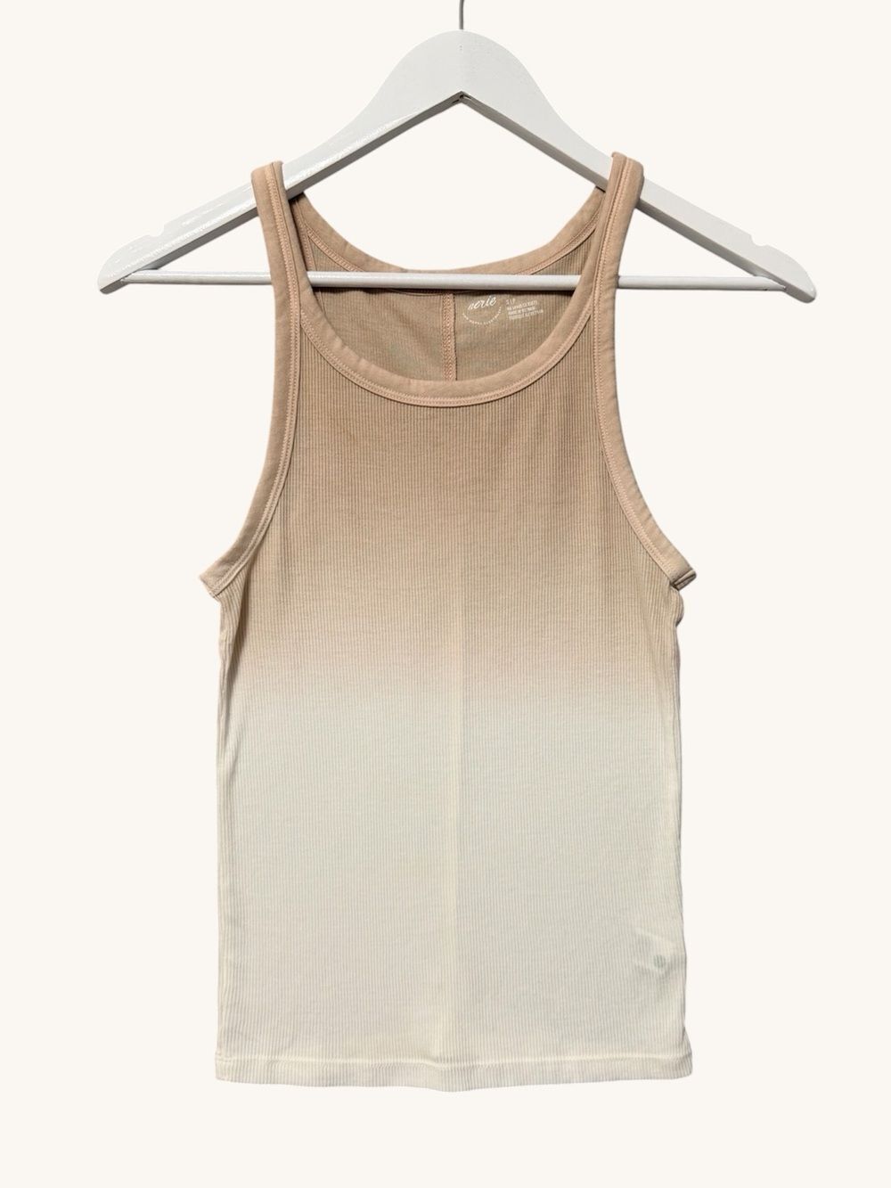 Aerie Ombre Scoop Neck Ribbed Tank Top NWT Size Small Beige Cream Fitted